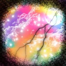 Rainbow Fantasy Forest Lightning Storm Sky Background Pattern