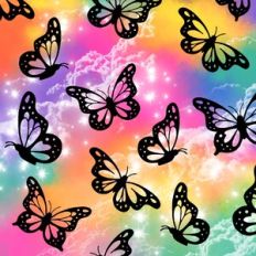 Rainbow Butterfly Fantasy Forest Sky Background Pattern