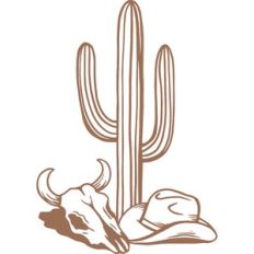 cactus with cow skull and hat