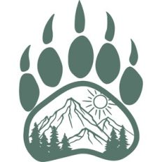 bear paw with mountain scene