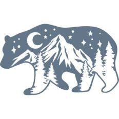 bear silhouette with mountain scene