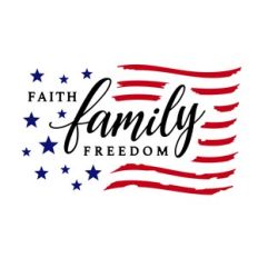 Faith Family Freedom with Rugged US Flag