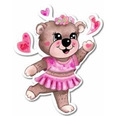Cute baby girl bear print n cut Design
