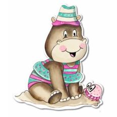 Cute Hippo at the Beach Print n Cut Design