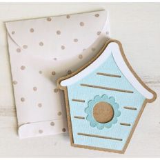 flower bird house card and envelope