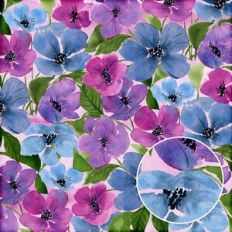 Lilac Blue Violet Watercolor Blossoms Background Pattern