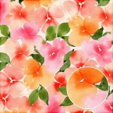 Peach Apricot Watercolor Blossoms Background Pattern
