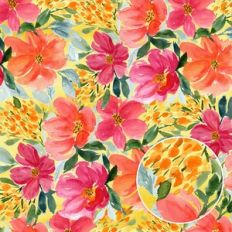 Pink Orange Yellow Watercolor Blossoms Floral Background Pattern
