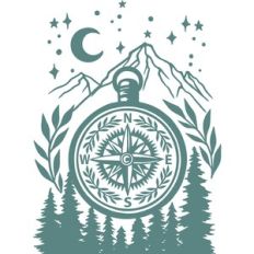 compass mountain scene