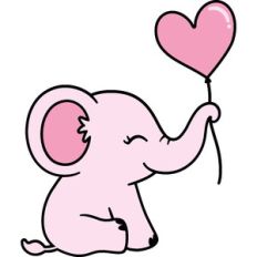 Baby Elephant With Heart Balloon