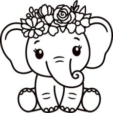 Baby Elephant With Flower Crown