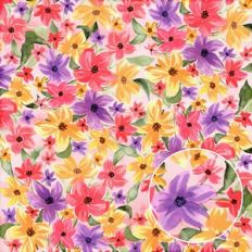 Coral Pink Violet Watercolor Flowers Floral Background Pattern