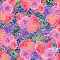 Lilac Coral Blue Watercolor Flowers Floral Background Pattern