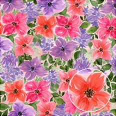 Lilac Coral Pink Watercolor Flowers Floral Background Pattern