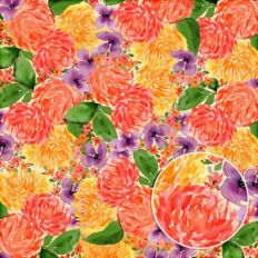 Red Yellow Violet Watercolor Flowers Floral Background Pattern