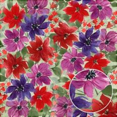 Violet Indigo Red Watercolor Flowers Floral Background Pattern
