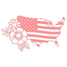 american flag floral map