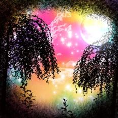 Rainbow Fantasy Forest Background Pattern