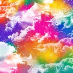 Neon Rainbow Clouds Background Pattern