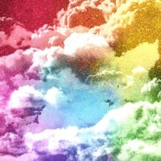 Rainbow Glitter Clouds Background Pattern