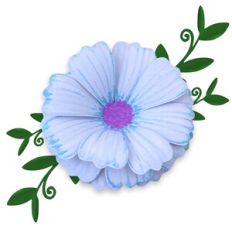 Blue Watercolor Flower 01 with foliage