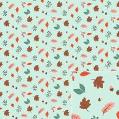 Tossed Falling Leaves Printable Pattern on a Mint Green Background