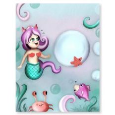 Printable Cute Mermaid Card Cover Invitation