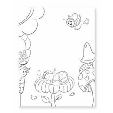 Baby Sleeping on Flowers Coloring Page
