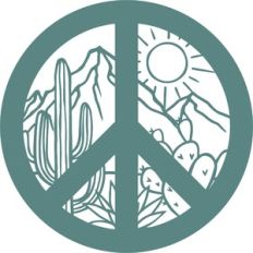 desert scene in peace sign