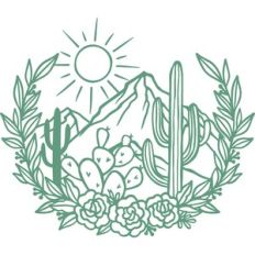 desert scene in floral frame