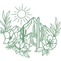 desert scene in floral frame