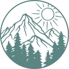 mountain scene round