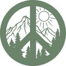 mountain scene peace sign