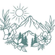 mountain scene in floral frame