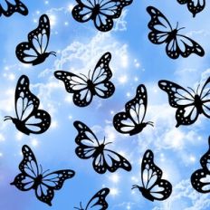 Blue Ombre Butterfly Fantasy Forest Sky Background Pattern