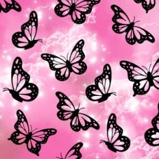 Pink Ombre Butterfly Fantasy Forest Sky Background Pattern