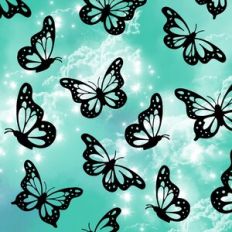 Teal Ombre Butterfly Fantasy Forest Sky Background Pattern