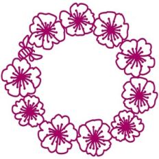 Wild Roses and Bee Garland Circle Wreath Frame Border