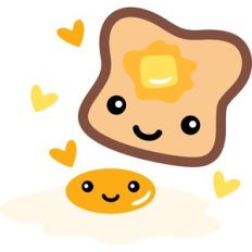 cute bread with butter and egg