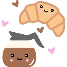 cute coffee and croissant