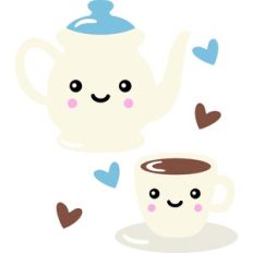 cute coffee pot and cup
