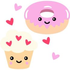 cute donut and cupcake
