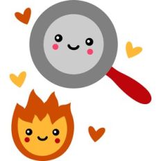 cute frying pan and fire