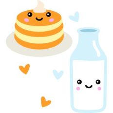 cute pancake and milk