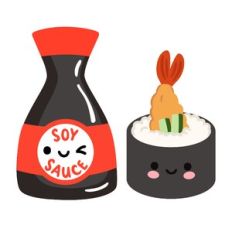 Kawaii Soy Sauce and Sushi Roll