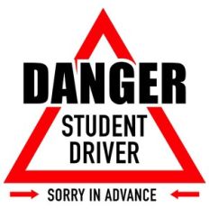 student driver sorry in advance sign