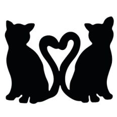 Heart Tail Cats Silhouette
