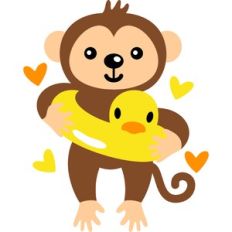 cute monkey with duck float