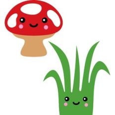 cute mushroom and grass
