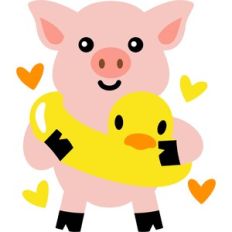 cute pig with duck float